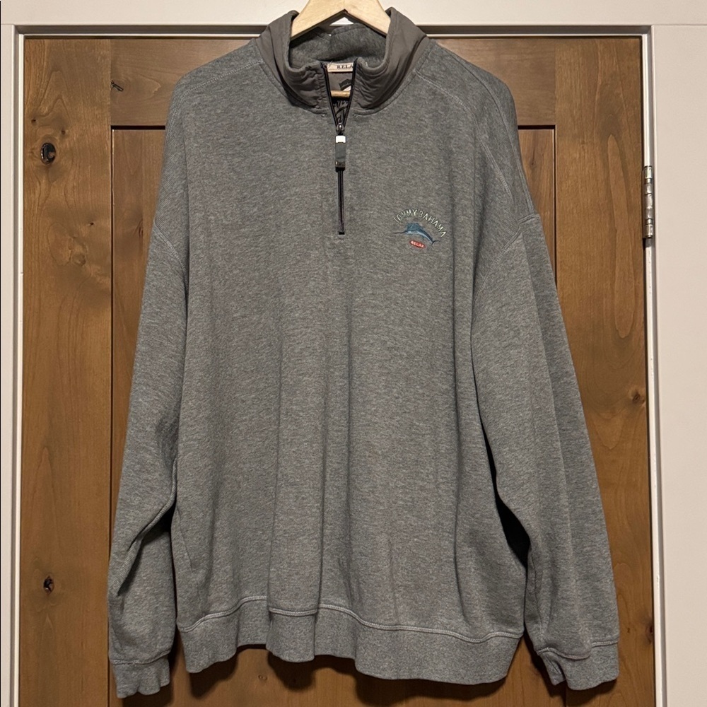 Tommy Bahama Relax 1/4 Zip Cotton Pullover Sweatshirt Mens 2XB Embroidered Logo